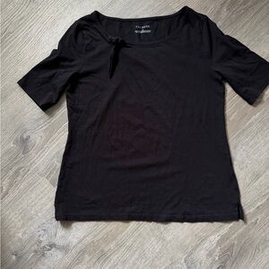 Talbots Black Short-Sleeve Knot-Neck Tee 100%Pima cotton